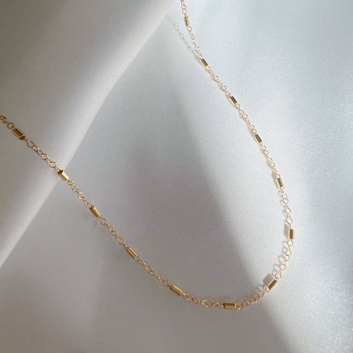 True by Kristy Jewelry - Wholesale Link & Chain Necklace - Jake Bar Cable Layering Chain Necklace Gold Filled0