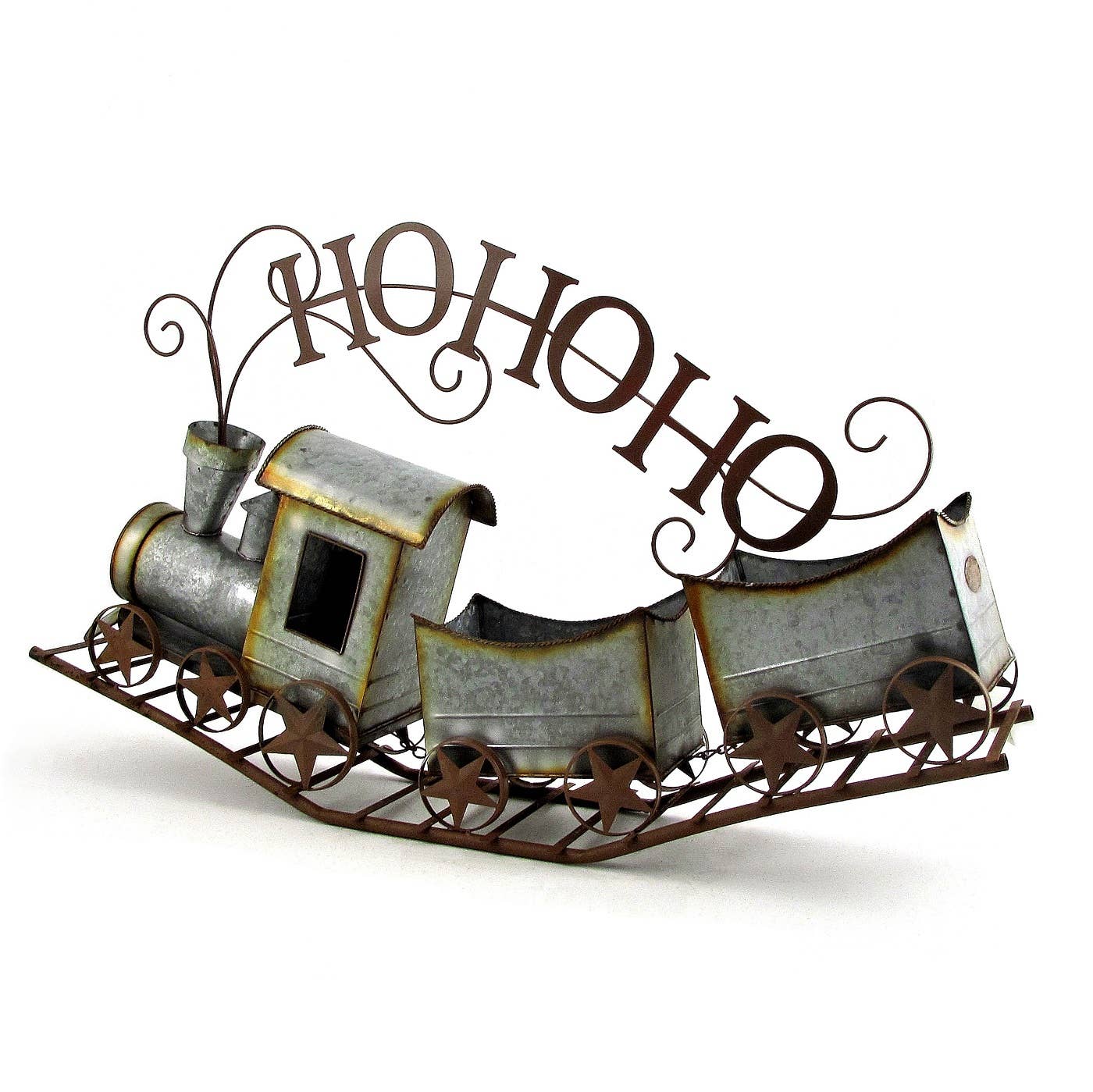 Zaer Ltd. International - Wholesale Christmas Decoration - 36" Long Galvanized Christmas Train "HO HO HO"6