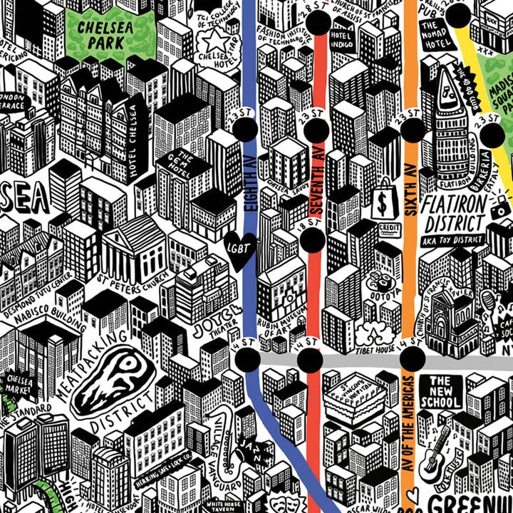 Evermade - Wholesale Art Print - Hand Drawn Map of New York Art Print6