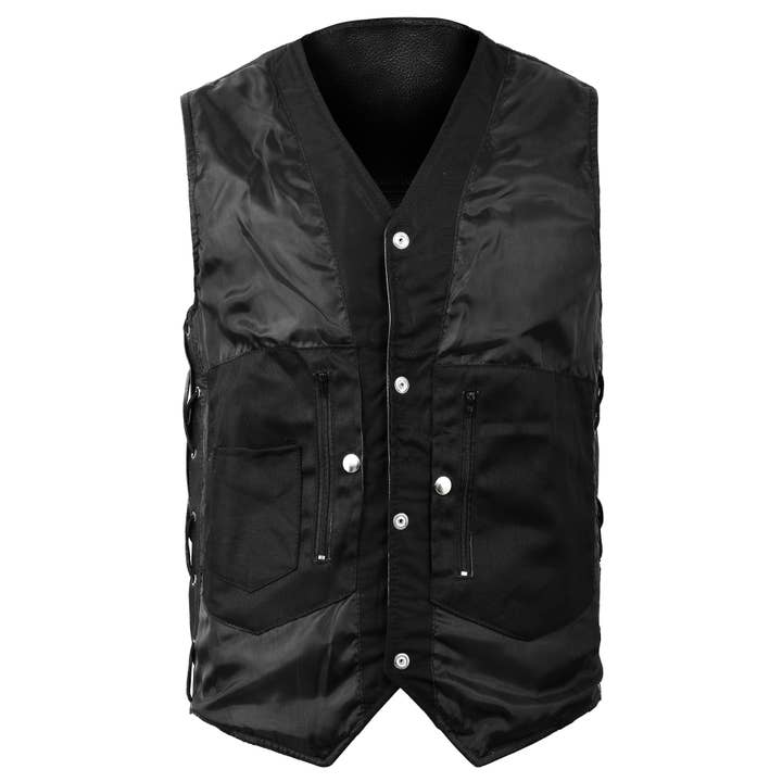DALLX - Wholesale Outerwear Vest - Men's - DALLX Motorcycle Leather Vest with Adjustable Side Lace4