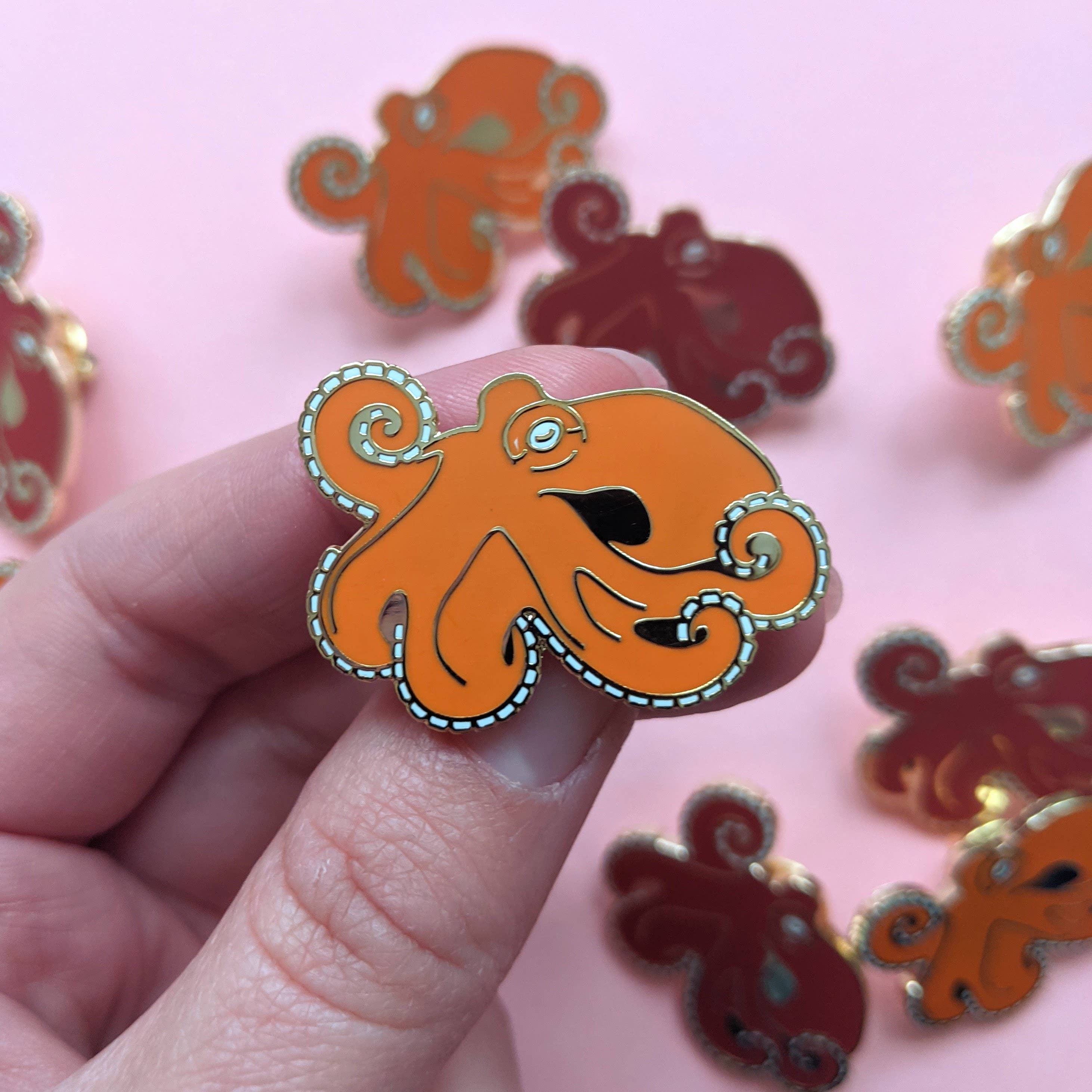 Drawn to Nature - Wholesale Lapel Pin/Button - Octopus Pin Badge - Cephalopod Enamel Pin0