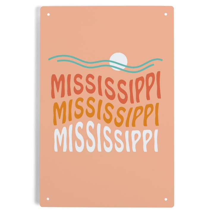 METAL SIGN ART Mississippi, Coastal Typography, Wavy for wholesale by Lantern Press