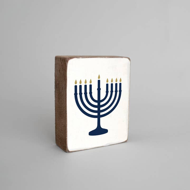 Rustic Marlin Personalized Home Decor - Wholesale Sign - Menorah Decorative Wooden Block1