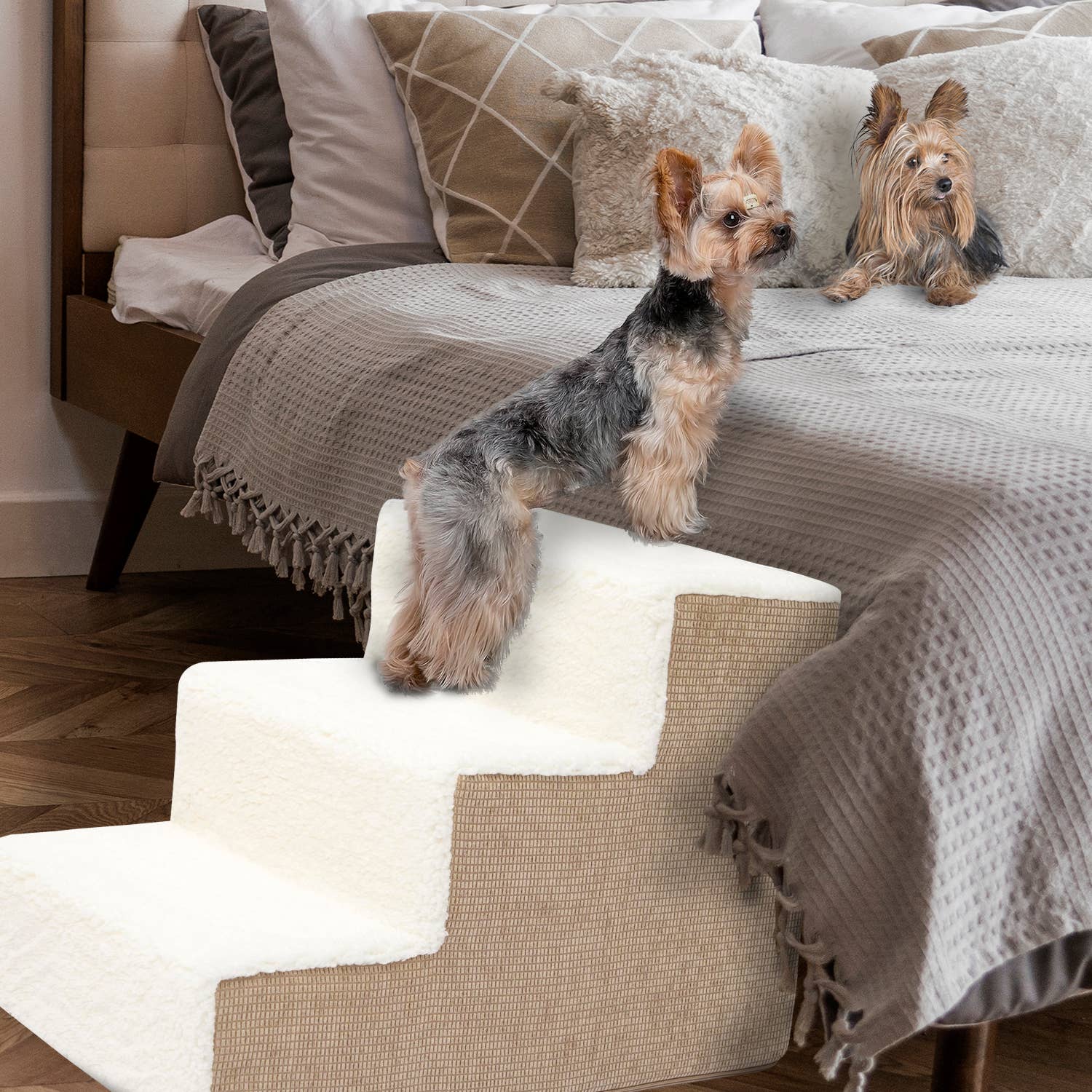 Precious Tails - Wholesale Pet Steps & Ramps - Cat/Dog - Precious Tails High Density Foam Sherpa 3 Steps Pet Stair13