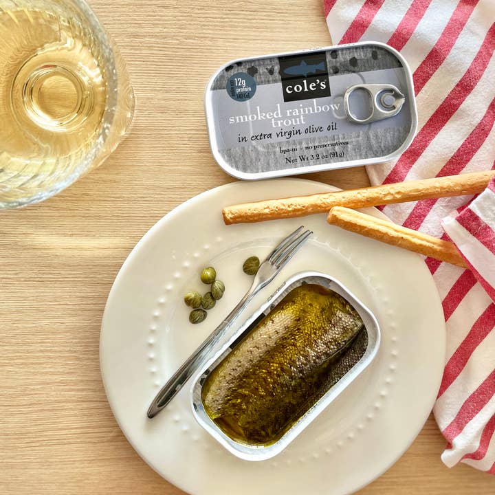 Cole's Seafood - Wholesale Tinned Fish - Smoked Rainbow Trout Fillet with Extra Virgin Olive Oil2