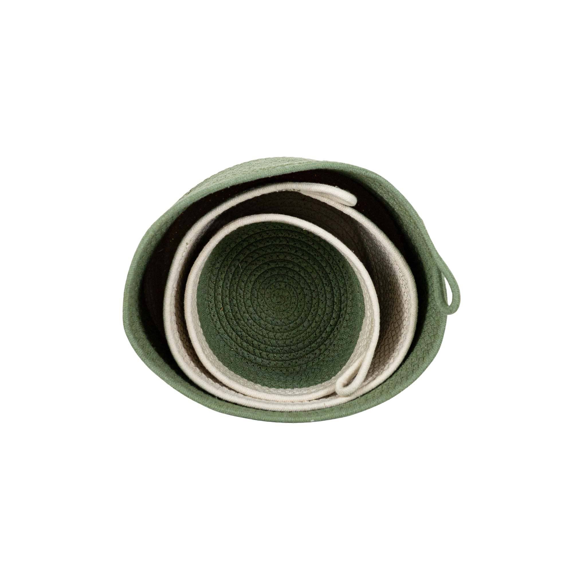 Foreside Home & Garden - Wholesale Basket - SALE - Polly Set 3 Color Block Baskets Green Cotton4