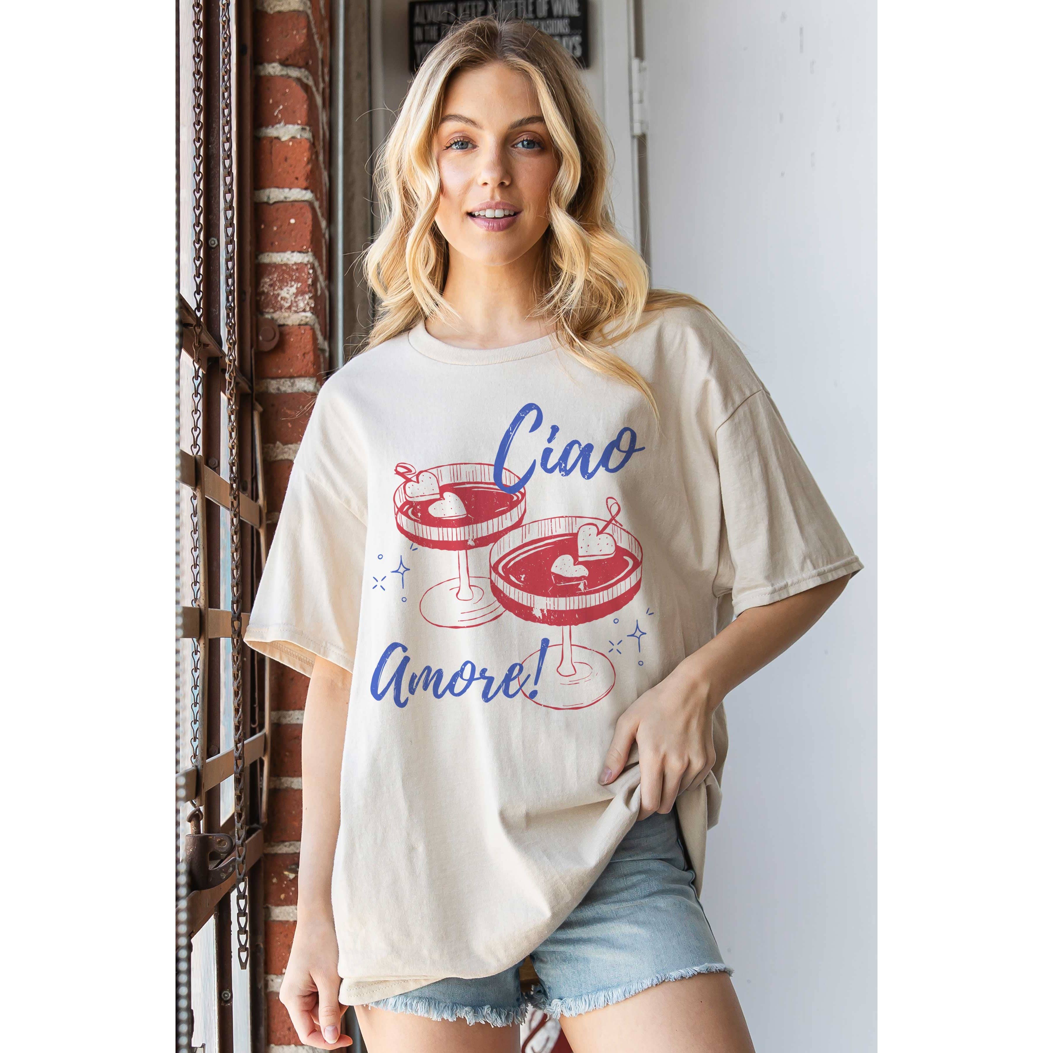 BLUME & CO. - Vendita all'ingrosso Maglietta stampata - Donna - CIAO AMORE T-shirt Grafica Oversize3