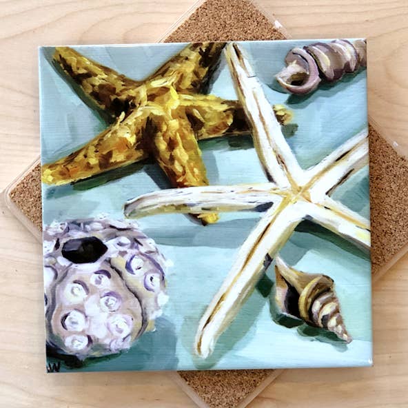 Art by Alyssa - Wholesale Onderzetter - Schelpen op Seaglass onderzetter0