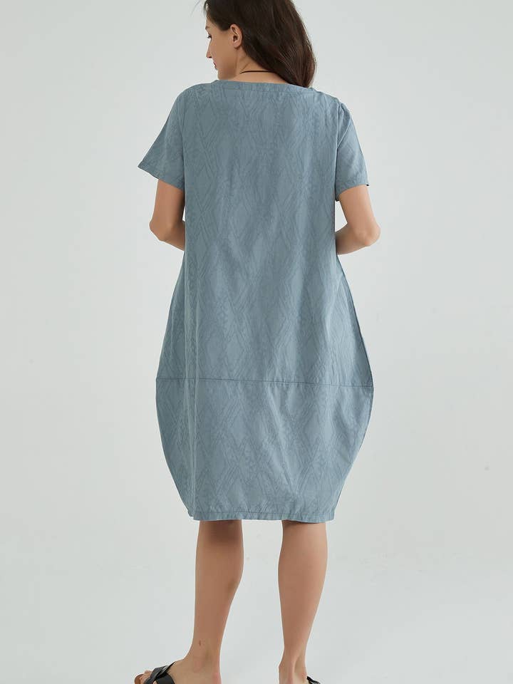 Whisper Mint - Venta al por mayor Vestido - Mujer - Vestidos de verano de jaquard azul ventoso para mujeres maduras5