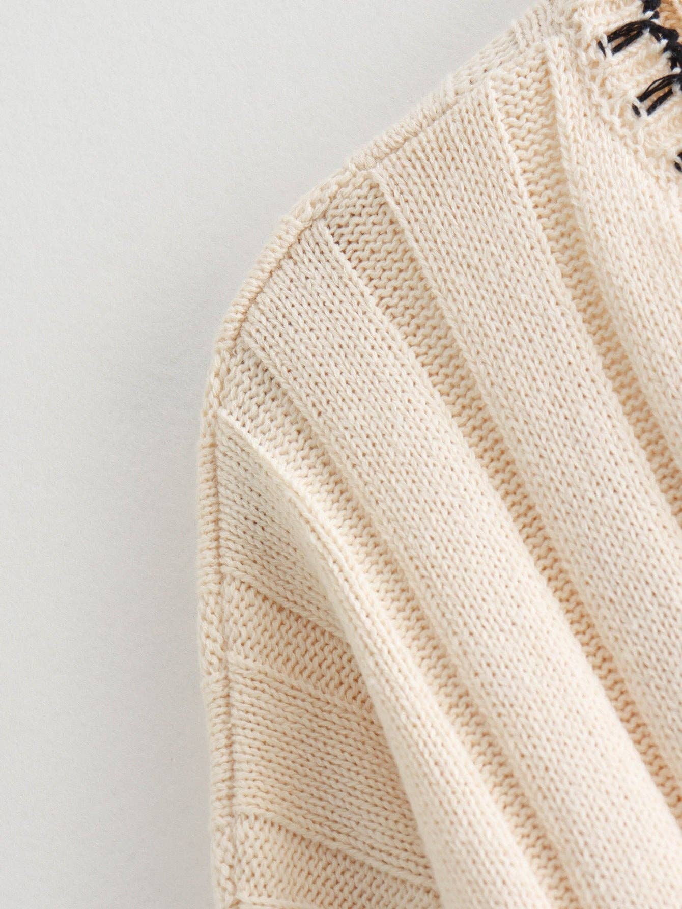 BEIGE V-Neck Ribbed Knit Sweater for wholesale on Faire8