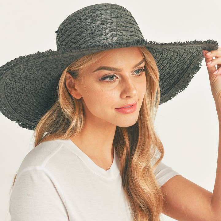 Sensibling Corp. - Wholesale Straw Hat - Women's - Trim Detailed Solid Straw Sun Hat
18