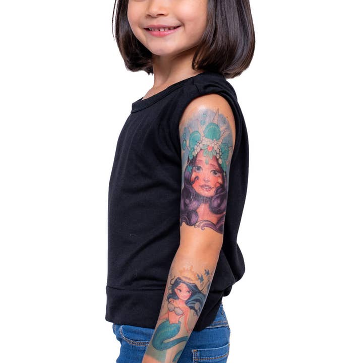 Tony Ray - Wholesale Temporary Tattoo - Kids - Majestic Mermaid Full Sleeve Tattoo1