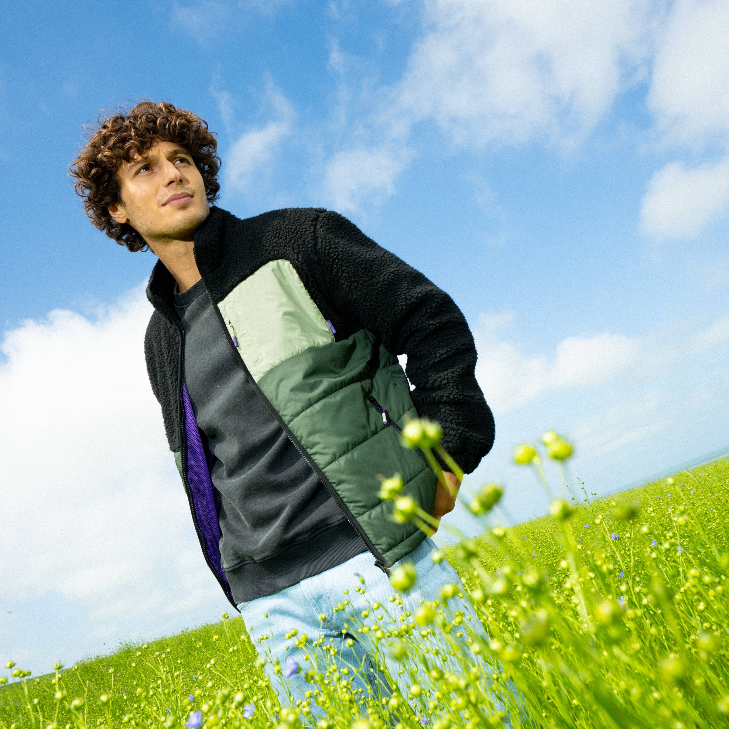 BILLYBELT - Wholesale Coat - Men's - Two-tone jacket in black and green sherpa6