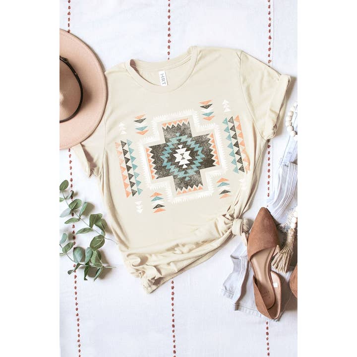 HRTandLUV - Wholesale Screen Printed T-Shirt - Women's - AZTEC WASHED GRAPHIC TEE