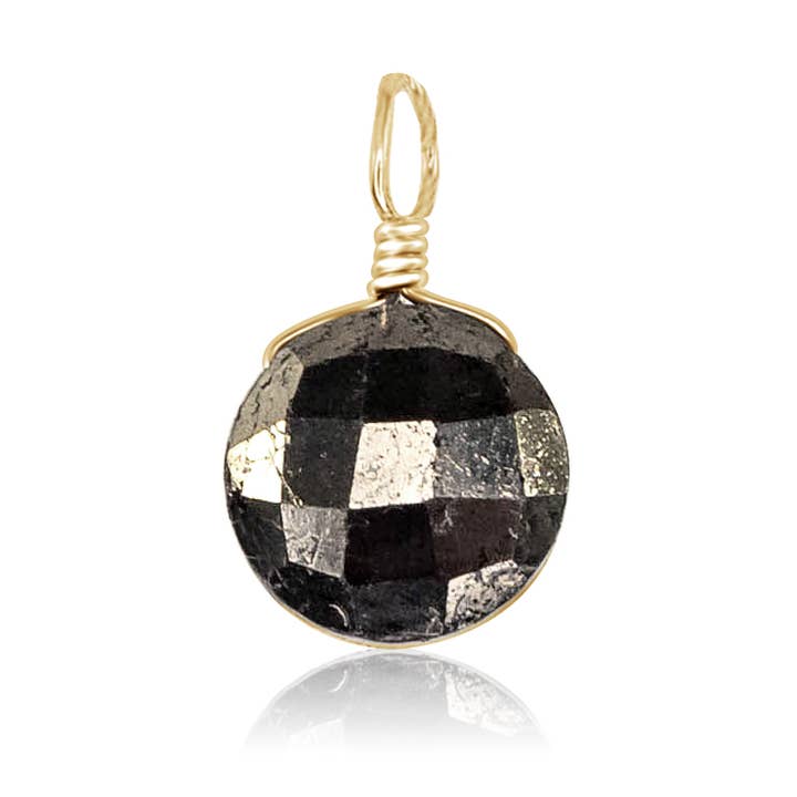 Faceted Pyrite Crystal Circle Pendant for wholesale by Luna Tide