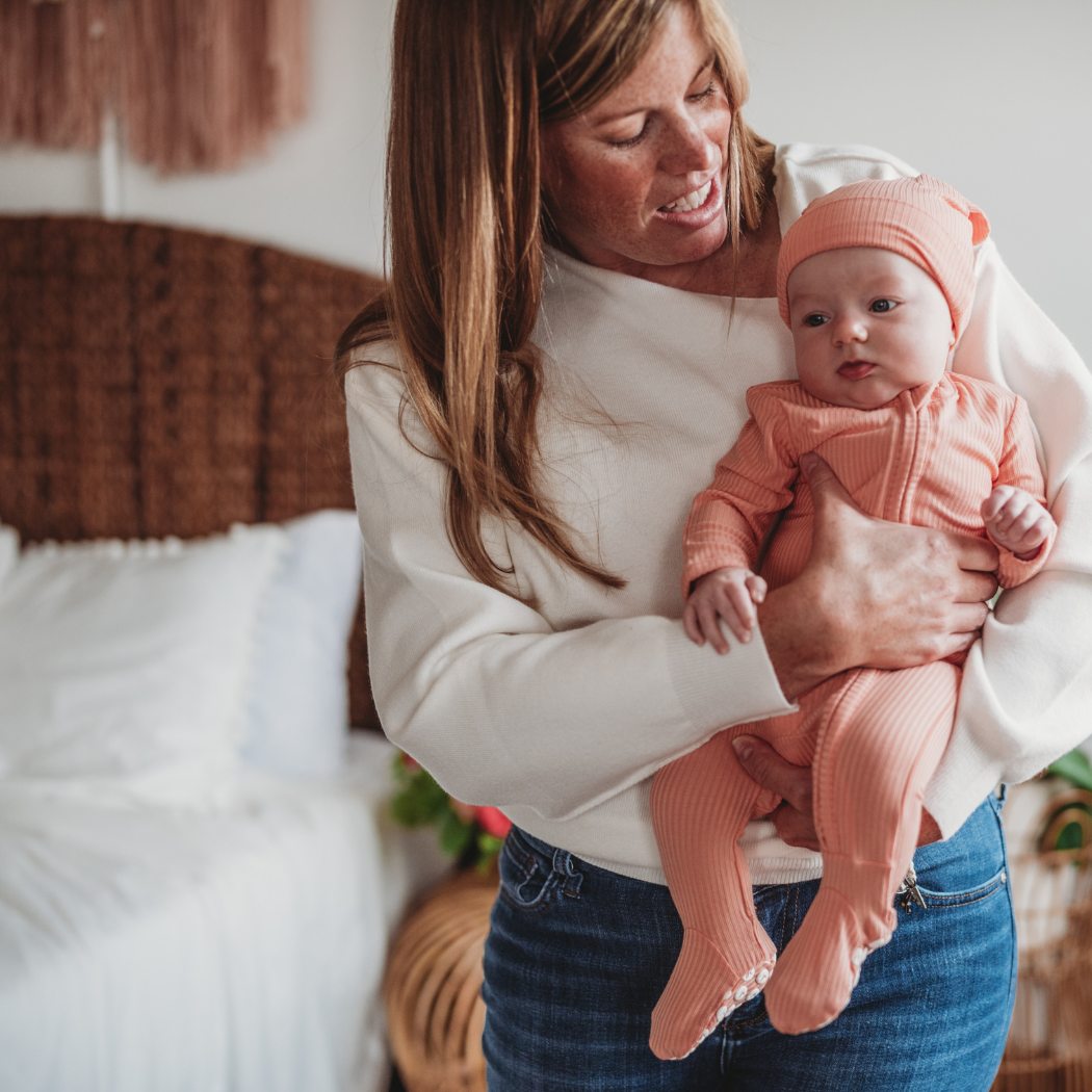 Blushing Pink Bamboo Baby Romper 2 Piece Set for wholesale on Faire6