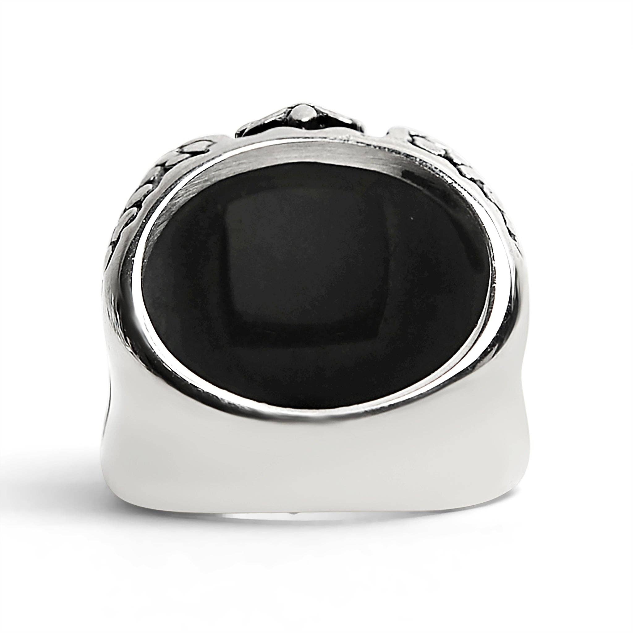 WJW - Wholesale Cocktail/Statement Ring - Stainless Steel Fleur De Lis Stone Gothic Statement Ring3