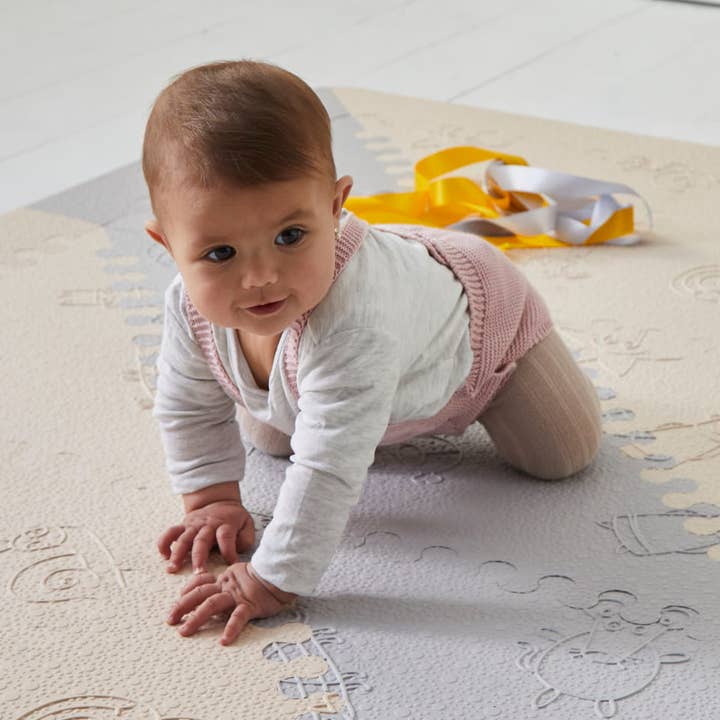 Grey and Beige Padded Carpet for Babies for wholesale by LUBABYMATS