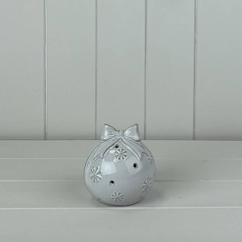 Satchville - Wholesale Ornament - Glazed Ceramic Bauble With Bow Ornament0