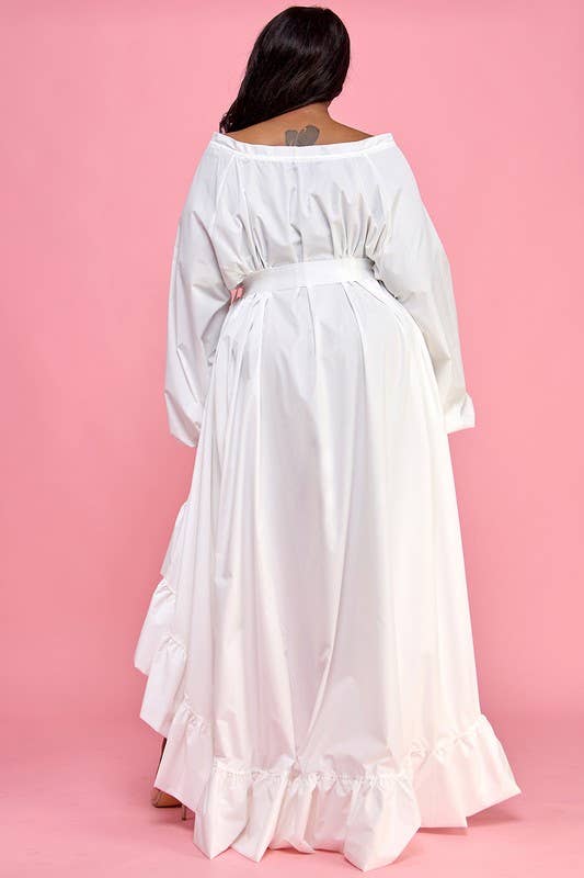 Namatt Design – Großhandel Kleid – Damen – Normales Kleid mit Rüschenausschnitt und hohem, tiefem Rüschensaum und Gürtel12