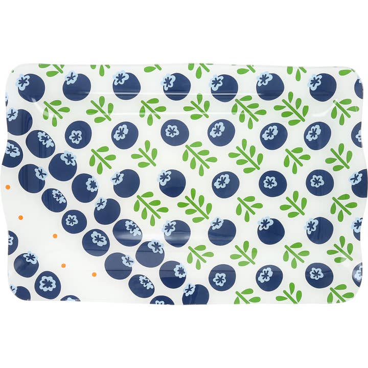 Blueberries - 16.75" x 11" Glass Serving Tray for wholesale by Pavilion