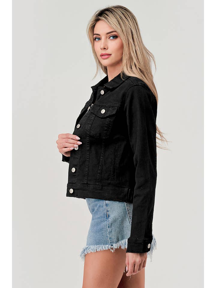 I&M JEAN, INC. – wholesale Jeansjackor – Dam – M7154J - SVART - KLASSISK FÄRG DENIM JACKA1
