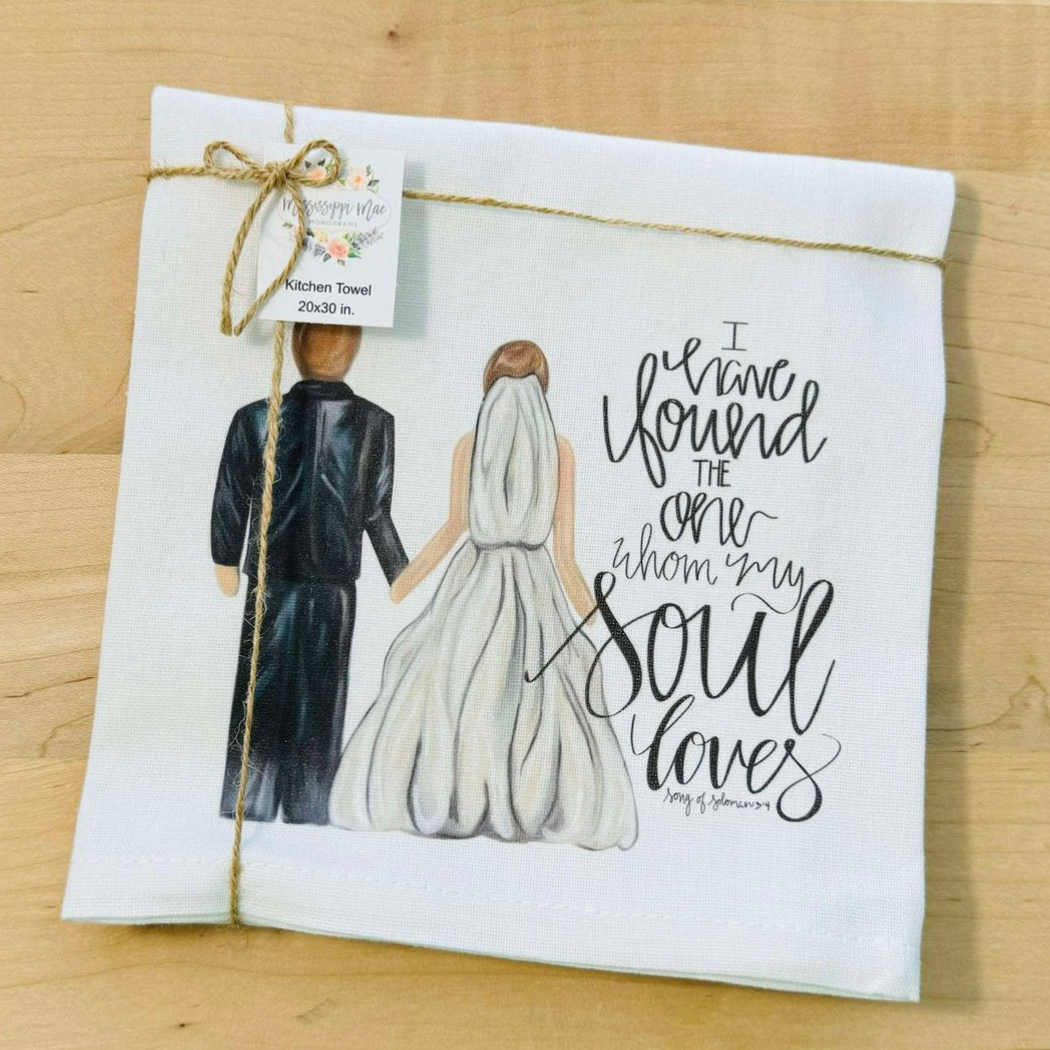 Mississippi Mae Monograms - Wholesale Tea Towel - Wedding Couple Kitchen Towel1