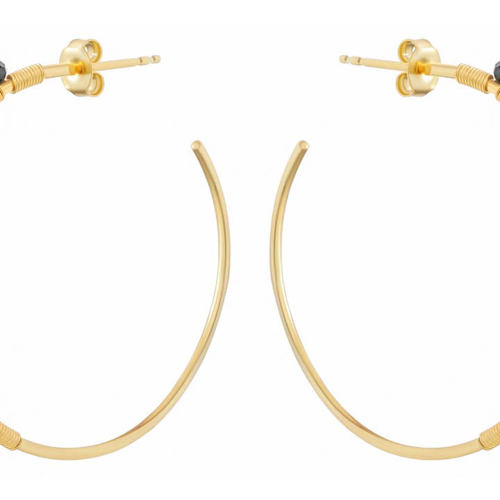 Delos Tourmaline Beaded Hoop Earrings for wholesale by POMEGRANATE