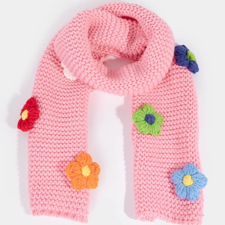 Gehaakte, langwerpige sjaal met bloemen voor wholesale door Collections by Fame Accessories