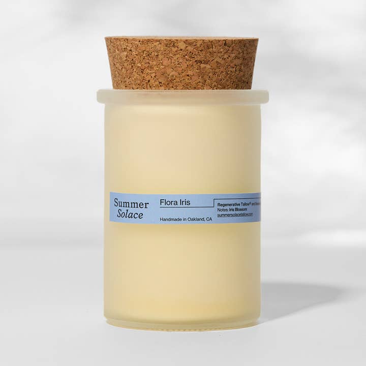 SUMMER SOLACE- Regenerative Tallow Beauty - Wholesale Jar/Filled Candle - Flora Iris – Orris & Palo Santo Candle, 6 oz0