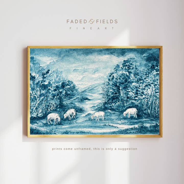 "Mayan Blue Pasture" Art Print for wholesale by Faded Fields