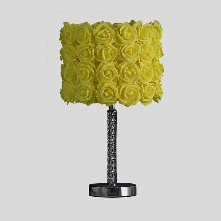 18.25' Yellow Roses Bloom Acrylic/Metal Table Lamp for wholesale by HOMYCASA DESIGN INC