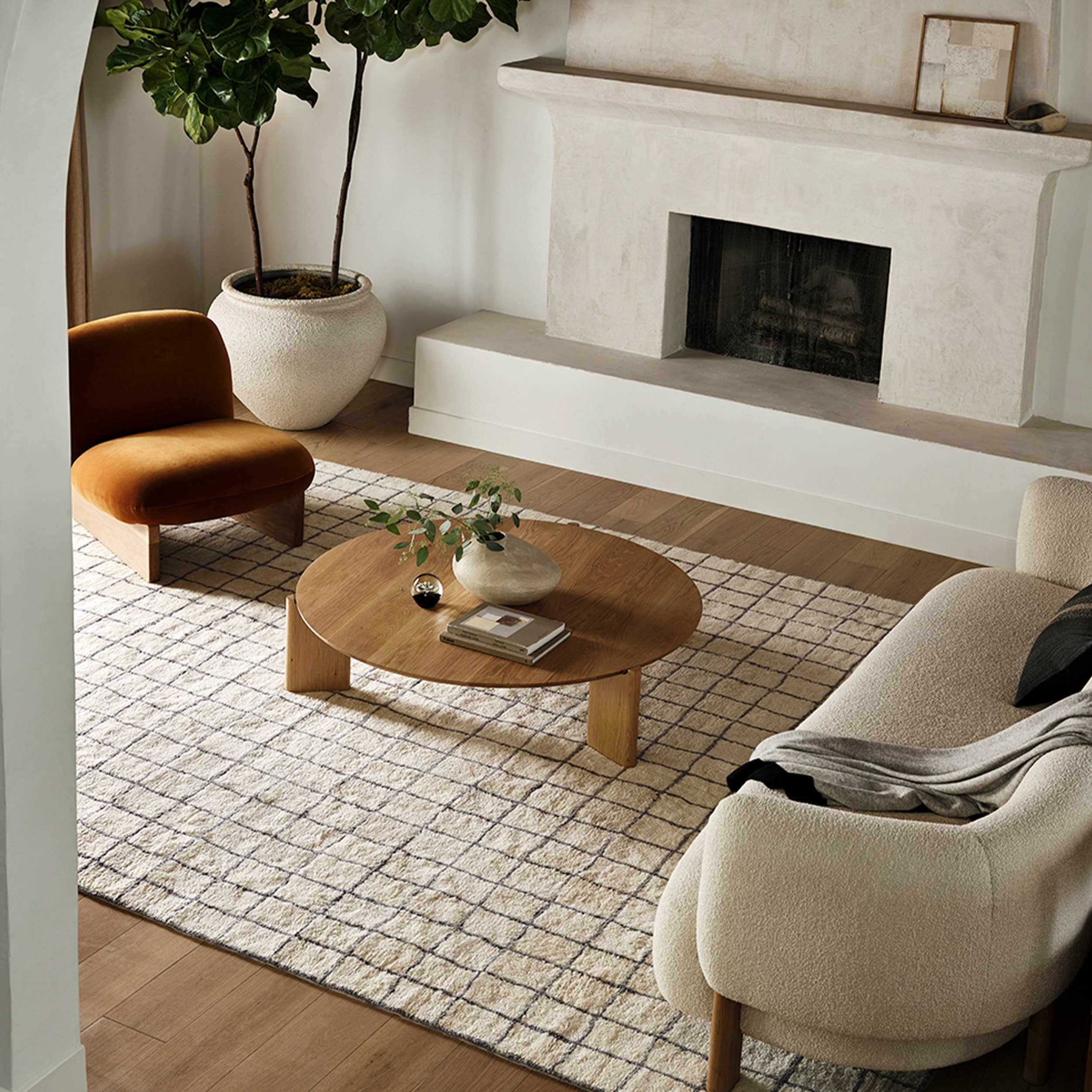 Ivory Frenshe Interiors x Rugs USA Highlands Checked Area Rug for wholesale on Faire0