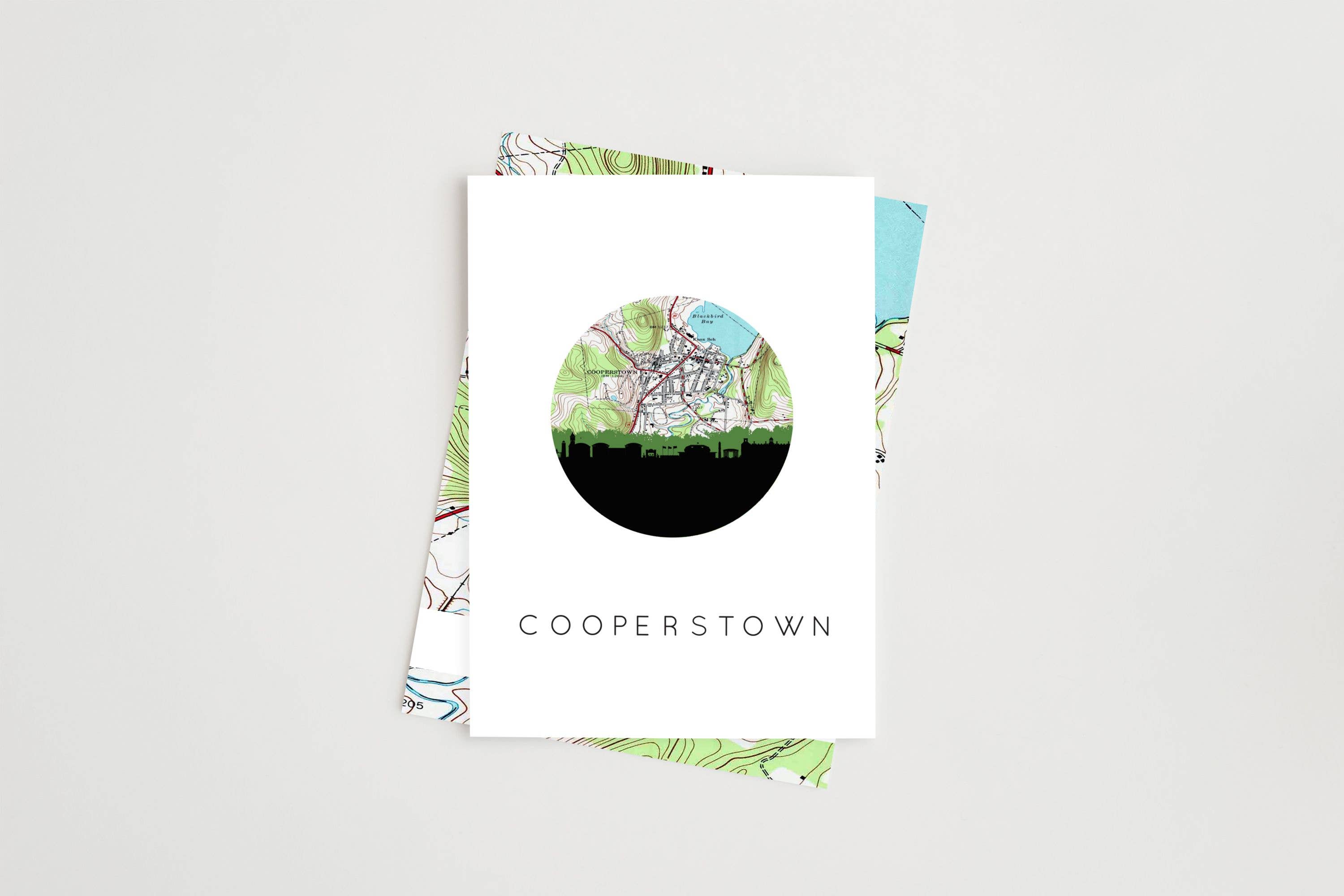 Paperfinch Design - Wholesale Everyday Greeting Card - Cooperstown NY skyline and map greeting card0