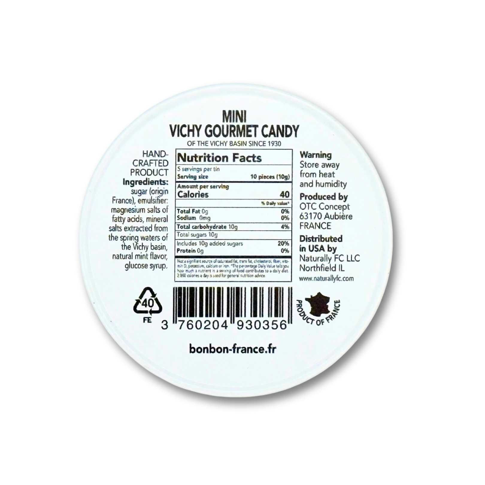 Bonbon USA France - Wholesale Hard Candy - Saint Ange Mini Bassin de Vichy - French Gourmet Candy Tin2