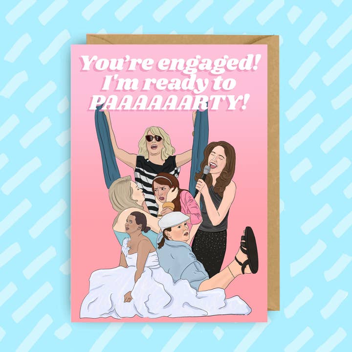Förlovning: Bridesmaids Funny Engagement Card | Film för wholesale av The Queer Store