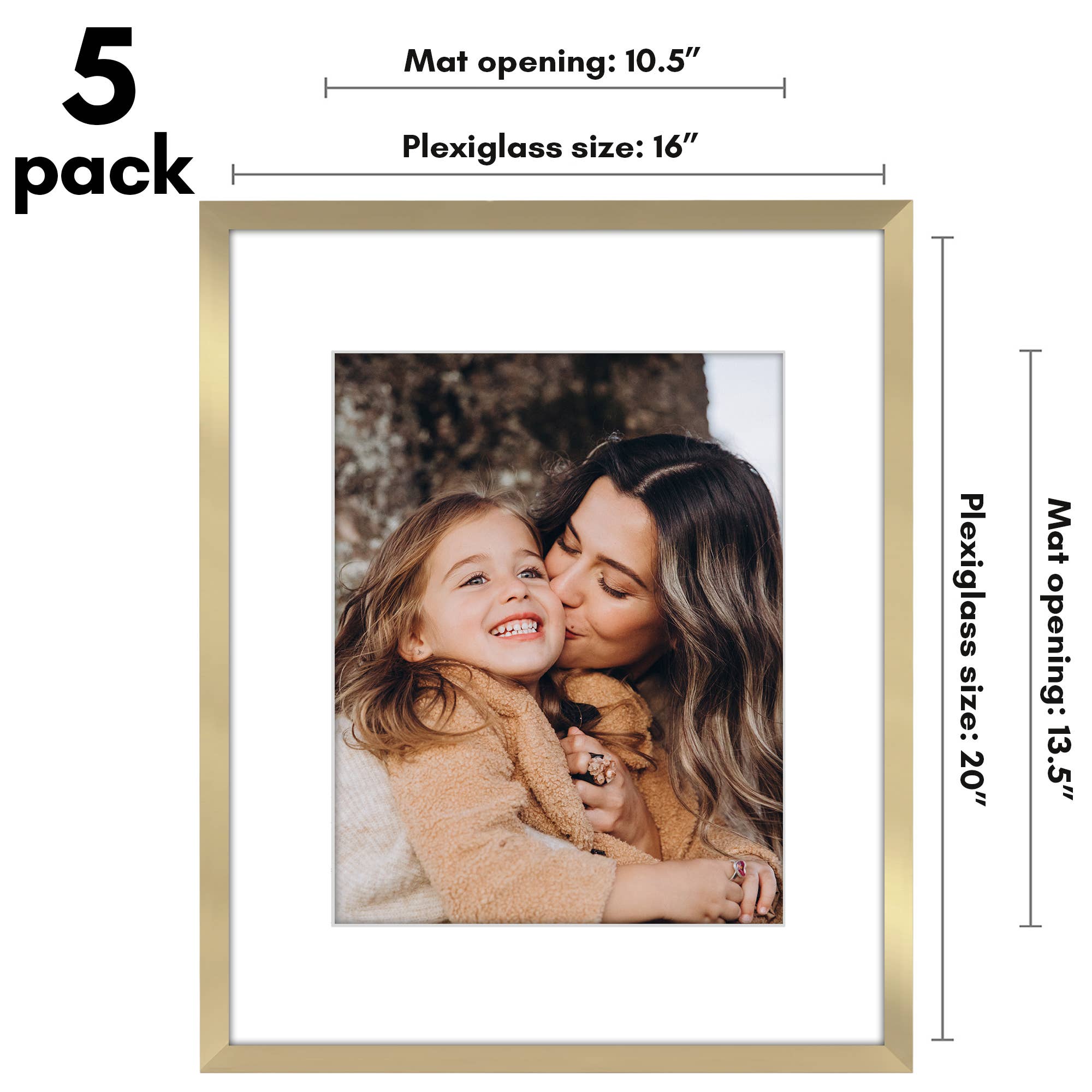 Americanflat - Wholesale Picture Frame - Americanflat 5 Pack Picture Frames With Mat Plexiglass Cover69