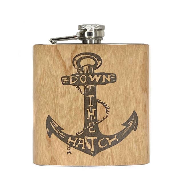 Spitfire Girl - Wholesale Flask - Wood Flask 6oz - Down the Hatch