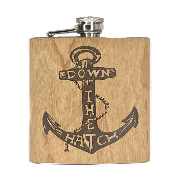 Spitfire Girl - Wholesale Flask - Wood Flask 6oz - Down the Hatch0