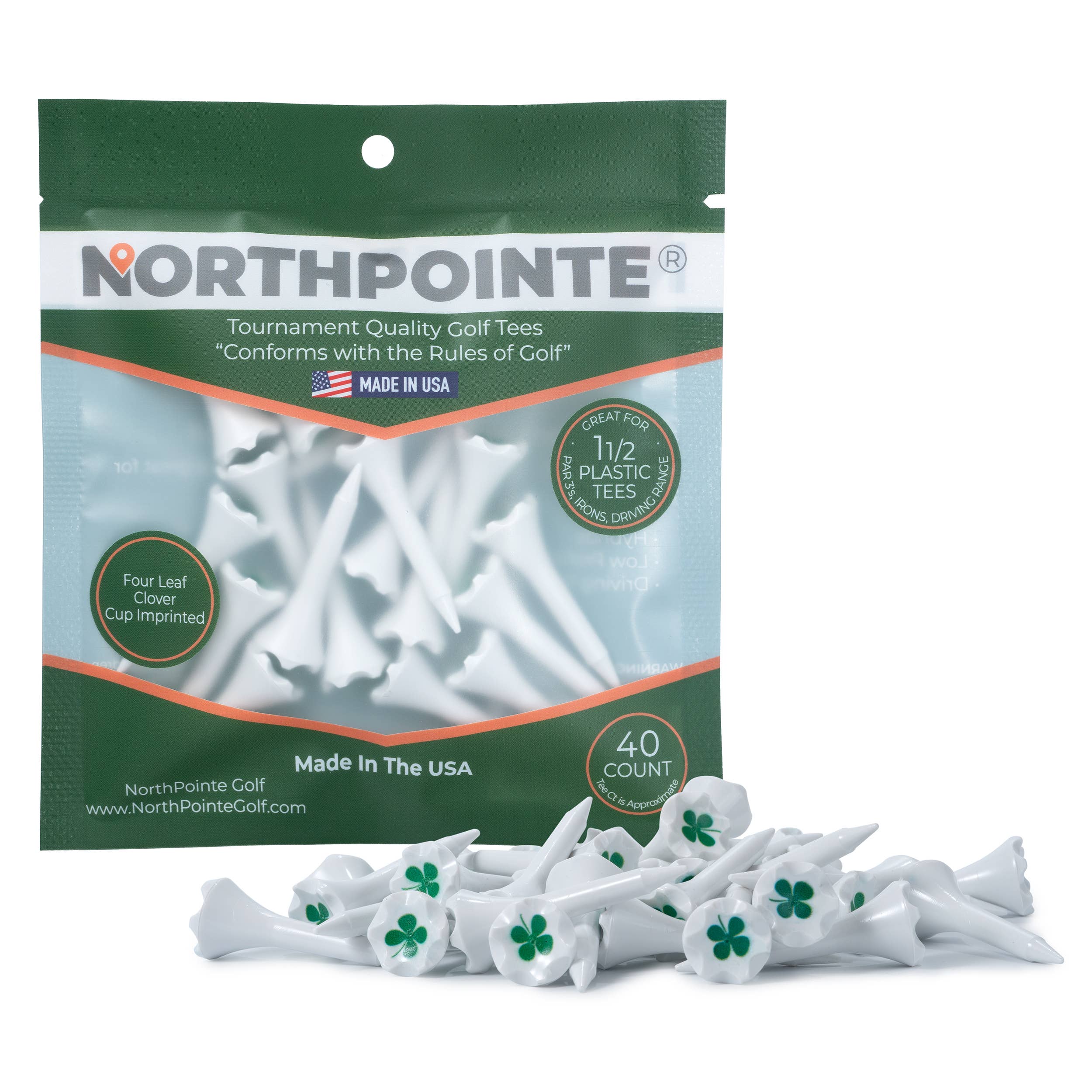 NorthPointe Golf - Wholesale Sports & Outdoor - Four Leaf Clover Cup Imprinted Golf Tees