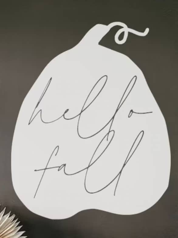 Hello Fall Pumpkin Framed Wood Sign for wholesale by The Shed Interiors