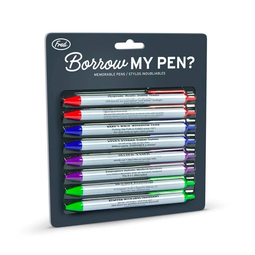 Fred & Friends - Wholesale Pen - Borrow My Pen - Memorable Pens - Set of 8