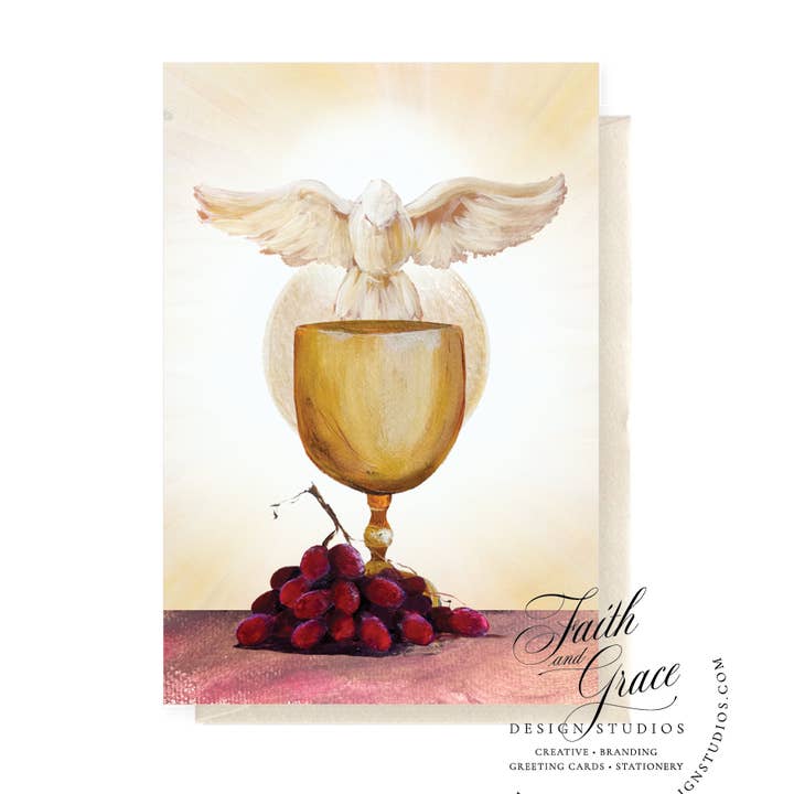 Tarjeta Sacramental Primera Comunión para venta al por mayor de Faith and Grace Design Studios