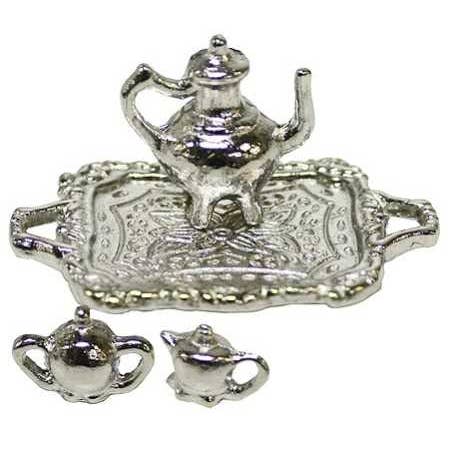 Factory Direct Craft - Wholesale Doll Accessory Kit - Kids - Dollhouse Miniature Silver Tea Set (4 pieces )2