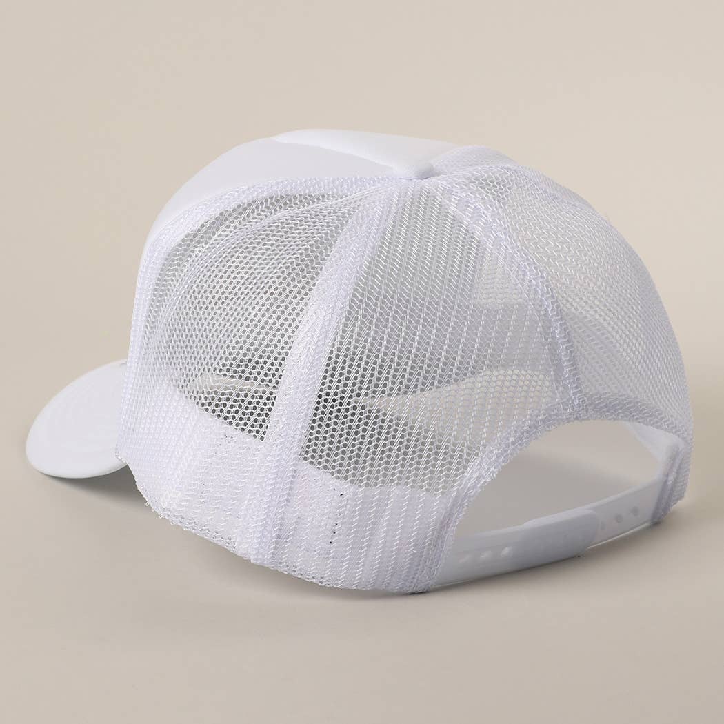 Fashion City - Wholesale Trucker Hat - Unisex - Salty But Sweet Text Logo Printed Mesh Back Trucker Hat31