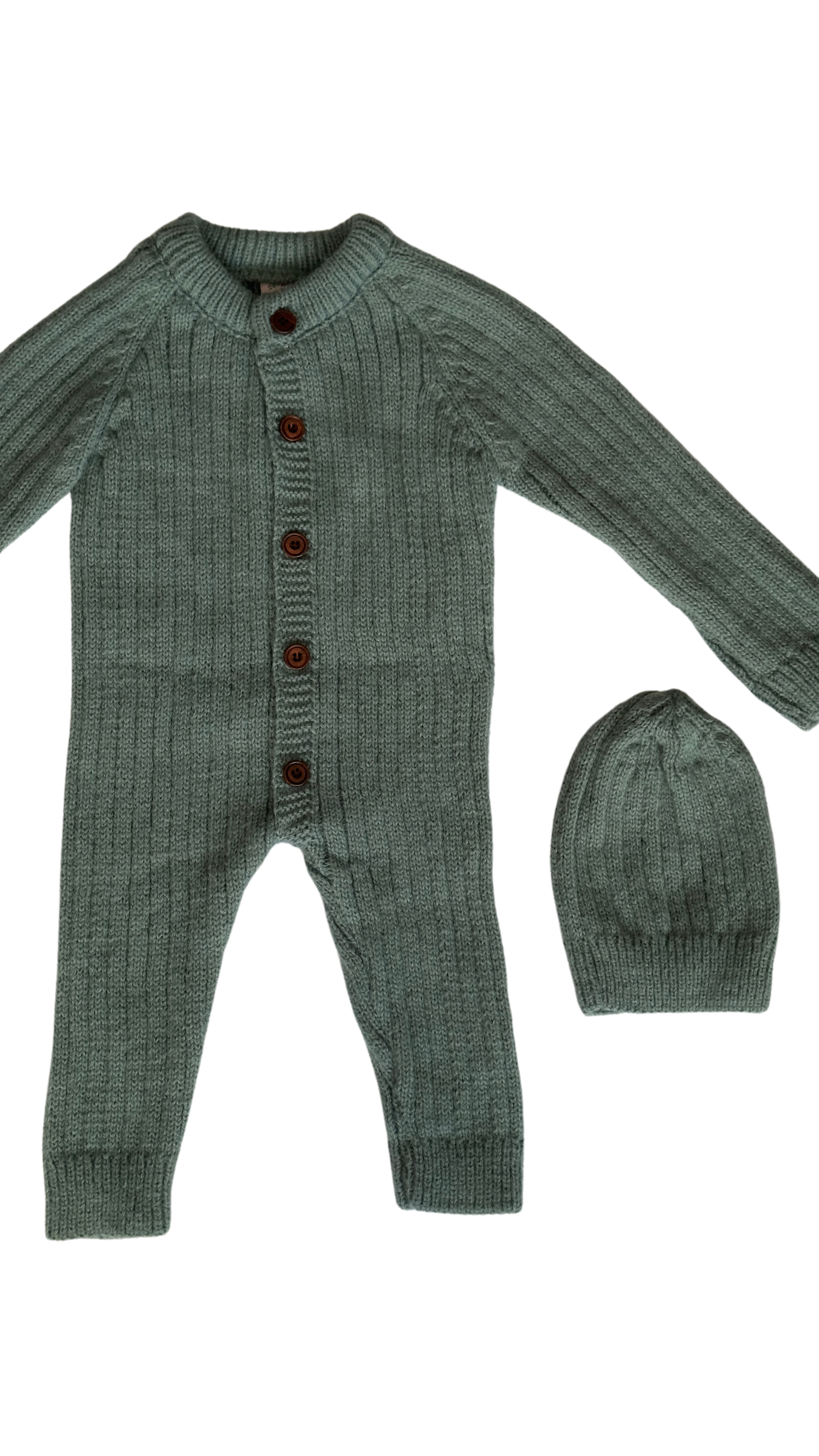 Himmelberg Baby – Camisola de malha – criança por atacado – Conjunto verde de macacão e gorro de bebê em tricô2