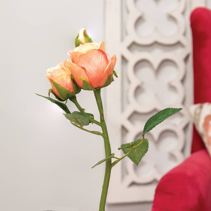 Col House Designs - Wholesale Artificial Flowers - Blooming Peach Roses Pick - 17"1