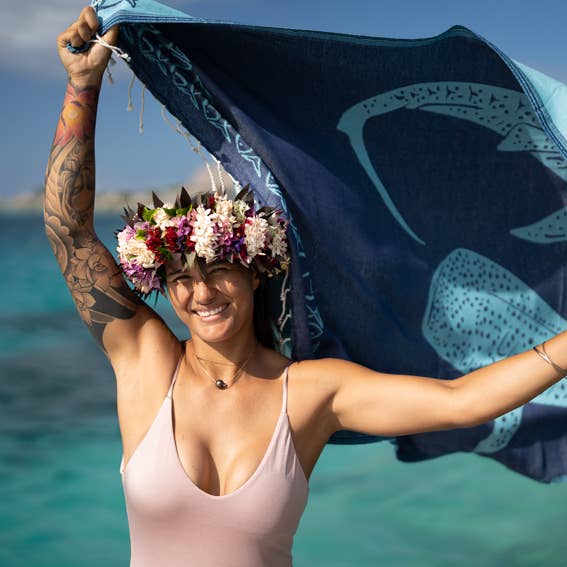 Whale Shark Vändbar Fouta Beach Handduk 1mx2m för wholesale av Pink Manta By Le Comptoir Paris