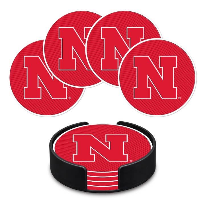 ENSEMBLE DE 4 SOUS-VERRES EN PVC MOULÉ DE 4" DE L'UNIVERSITÉ DU NEBRASKA pour la vente par Rico Industries