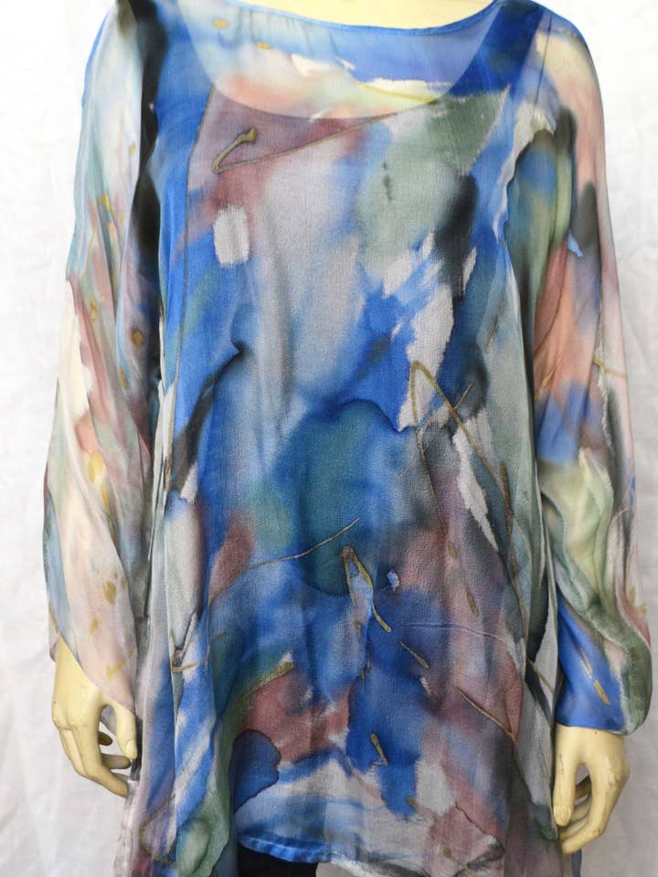 Art Tunic for wholesale by Poshaq Hand Painted Silk